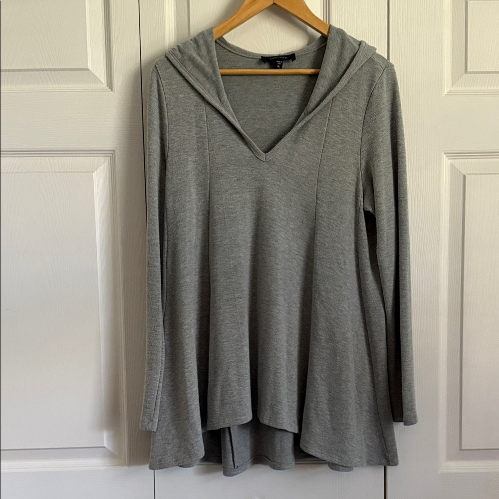Karen Kane Gray V-Neck Hooded Flared Sweater